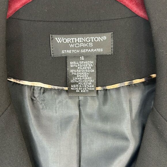 Worthington Single Button Black Blazer Size 14 - Picture 3 of 7